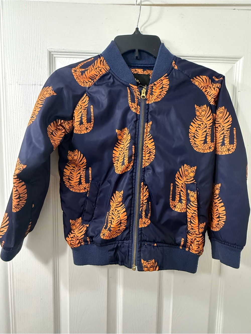 Mini Rodini Tiger Bomber Jacket Kids 128/134 8-9Y Navy Orange Full Zip
